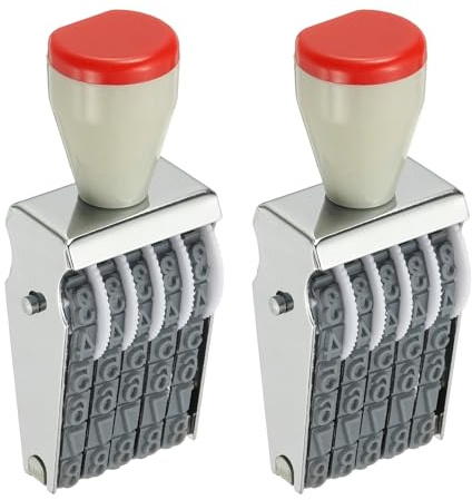 PATIKIL 2 Stück 5-Stelliger Zahlenstempel Auswechselbar Numerisches Symbol | Verstellbarer Gummistempel, Büro Datum, Für Geschäft Kreative Preisschilder