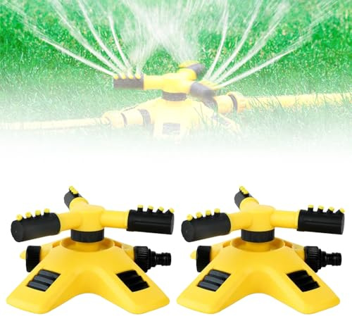 Gartensprenger, 360 Grad Kreisregner Rasensprenger Große Flächen, Rasenbewässerung Rotierender Wasser Sprinkler, 3 Arm Sprenger, mit Schnellkupplung, Rasensprinkler für Bewässerungsanlagen (2pcs)