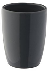 axentia Zahnputzbecher Pisa anthrazit, hochwertig verarbeiteter Zahnbürstenhalter aus Keramik, Bürstenständer mit modernem und schlichtem Design, Zahnbürstenständer mit schöner Farbe