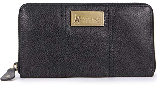 Catwalk Collection Handbags - Portefeuille Femme Cuir - Porte Monnaie Moyen - 8 Emplacements pour Cartes - RFID Blocage - Gallery Purse - Noir