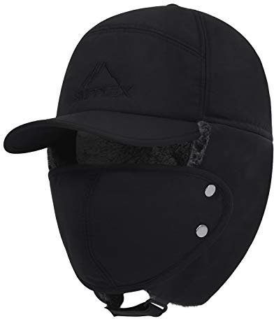 YJZQ Herren Fliegermütze Warme Fellmütze Wintermütze mit Ohrenklappen Baumwolle Trappermütze Outdoor Winddicht Pilotenmütze hält warm beim Skifahren Schlittschuhlaufen