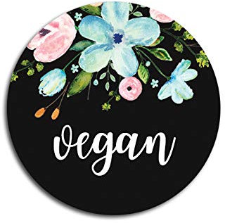 Nastami 25 Sticker vegan Geschenkaufkleber, Aufkleber vegan schwarz