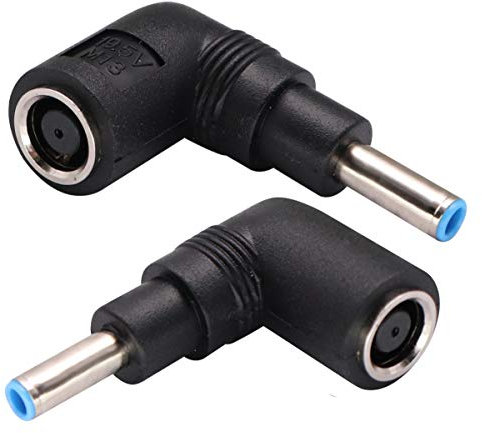AAOTOKK 90 Degrés Ordinateur Power Adaptateur 90 Degrés DC 7,4mm x 5,0mm Femelle à 4,5mm x 3,0mm Mâle DC Power Converter pour Ordinateur Portable HP Adaptateur d'alimentation Remplacement (2Pack)