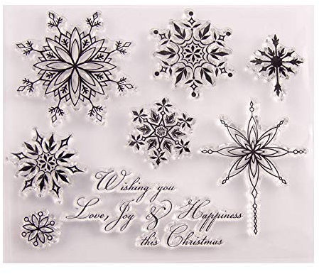 arriettycraft Transparente Stempel mit Schneeflocken und Sprüchen für Weihnachtskarten, Dekoration und Scrapbooking, Gummistempel zum Basteln