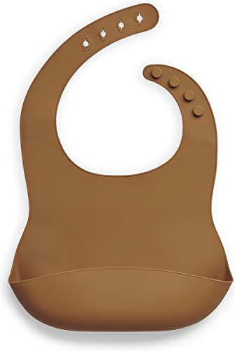 Jollein Unisex Baby Silikon karamellbraun wasserdichtes Lätzchen, braun, Einheitsgröße