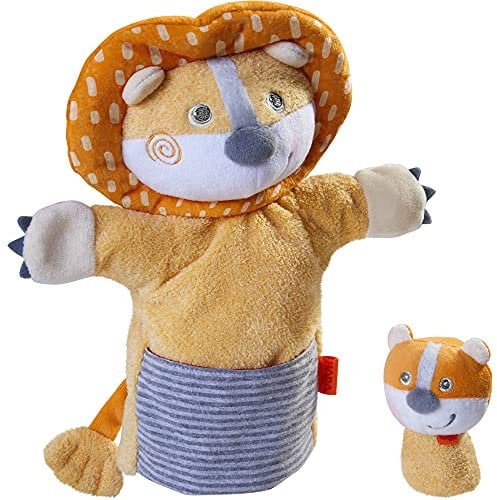 HABA 305756 - Handpuppe Löwe mit Baby, Handpuppe ab 1.5 Jahren, bunt