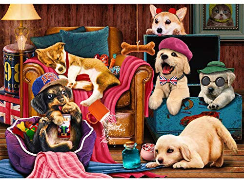 HUADADA Puzzle 1000 Teile,Puzzle Erwachsene, Impossible Geschicklichkeitsspiel für Die Ganze Familie, Farbenfrohes Legespie-Haustier Hund