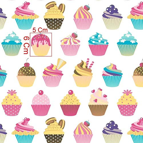 8,98€/m Obst Kirsche Orange 100% Baumwolle 50x160cm Baumwollstoff Meterware Handwerken Nähen Stoff (Cupcake Bunt)
