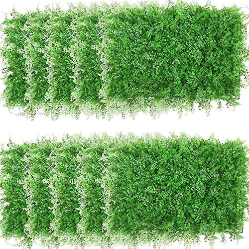 Nisorpa 12 Stück Pflanzen Wand Dichtes Artificial Plants Lawn Wall 60cm x 40cm Kunstpflanze Outdoor Grüne Wand sichtschutz für Den Garten Künstlich Pflanzenwand für Balkon Deko Innendekoration