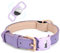 WHIPPY AirTag Hundehalsband Leder Verstellbares AirTag Halsband Leder mit Gepolstert und Metall Schnalle Klassisches Weiches Air Tag Hundehalsband für Welpe Kleine Mittel Große Hunde Violett,S