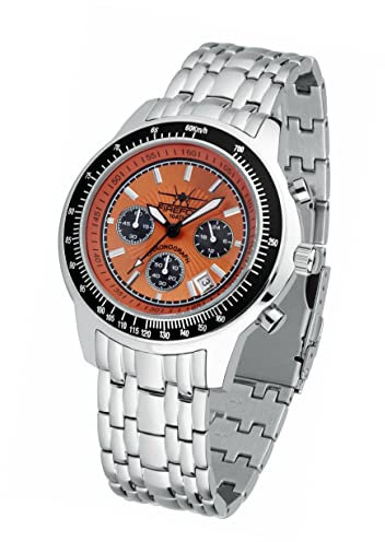 FIREFOX Airliner FFS04-107 Sunray orange Chronograph massiv Edelstahl Sicherheitsfaltschließe Herrenuhr Armbanduhr 10 ATM wasserdicht