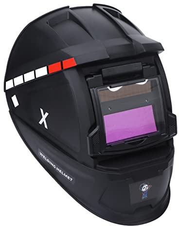 CUEI Auto Darkening Welding Helmet, Wide Shade Range 9-13 Solar Powered Arc Weld Grinding Welder Mask with Solar Lithium Dual Power, Large Viewing Flip Up Welding Mask Hood, for TIG MIG MMA Plasma