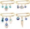 WEBEEDY 4 Stück Nazar Boncuk Evil Eye Sicherheitsnadeln Glücksbringer mit Türkischem Auge Brosche Türkische Blau Böser Blick Amulett Sicherheits Schmuck Brosche für Frauen Männer