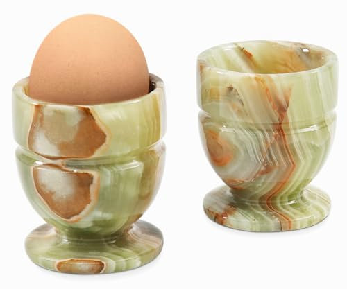 RADICALn marble Egg Cups Green Set of 2 Handmade Egg Container for Kitchen Table - Egg Holder For Boiled Eggs - Hard Boiled Egg Storage Kitchen Gadgets