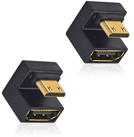 Duttek U Shape Mini HDMI to HDMI Adapter (2 Stück), 8K UP Angle HDMI Buchse auf Mini HDMI Stecker Connector, unterstützt 8K@60Hz, 48Gbps für Camera, Projektor
