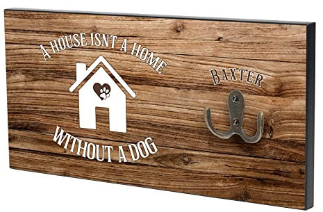 Personalised Dog Gifts - Dog Lead Hook Leash Collar Harness Key Holder - Dog Lovers Gift Walking Accessories - Dog Themed Wall Mounted Hooks for Dog Stuff - Add Name - Without a Dog - 1 Hook