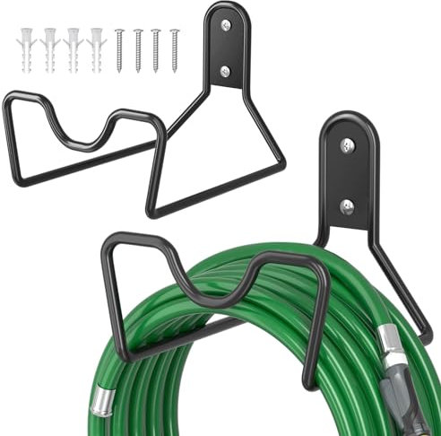 Bomclap Schlauchhalter aus Metall, Gartenschlauchhalter Wandmontage für Gartenschlauch (Schwarz 2Stück)