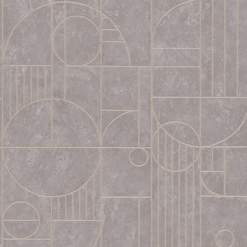Profhome Geometrische Tapete 386991-GU Vliestapete grau gold kupfer pastell-violett 0,53 m x 10,05 m / 5,33 m2