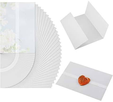 70 Stück Pergamentpapier für Einladungen, 13x18cm Vorgefaltet Vellum Paper Pergamenthüllen für Hochzeitseinladungen Babypartys Geburtstagseinladungen