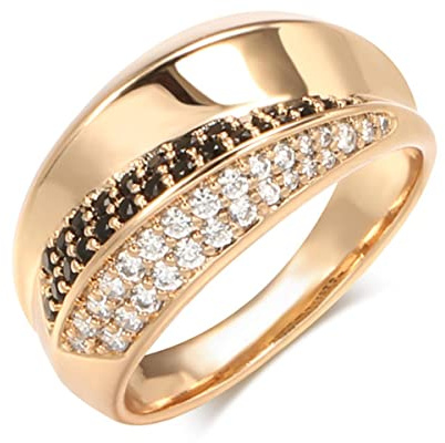 YAHOYA Luxus natürliche Schwarze weiße Zirkon Ring Geometrisches Kreuz 585 Roségold Eheringe für Frauen Mode Vintage Schmuck