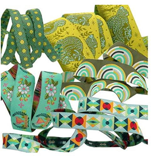 Tula Pink Vintage-Winner Designer Ribbon Pack Notion, blau/grün