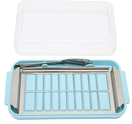 Beurrier avec Couteau Rectangle Beurrier, Boîte à Beurre en Acier Inoxydable Conteneur de Stockage de Fromage avec Couvercle Transparent (Boîte à découper les trous de la grille)