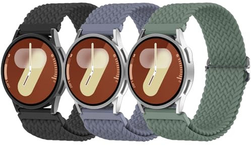 Delidigi 20mm Nylon Geflochtenes Armband Kompatibel Mit Samsung Galaxy Watch 7/6/5/4/FE 40mm 44mm, 6 Classic 43mm 47mm, 5 Pro 45mm, 4 Classic 42mm 46mm, 3 41mm, Active 2, Gear Sport