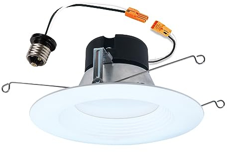 HALO 5 inch / 6 inch LED Recessed Light Trim 750 Lumens Dimmable Baffle Can Light with 5 Color Temperatures for Ceiling Indoor Outdoor Shower LT56079FS1EWHR