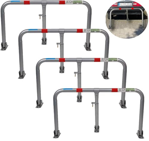 TRUTZHOLM 4x Profi Parkplatzsperre 43x80 cm Parkplatzbügel Sperrbügel Parkplatzblockierer klappbar umlegbar Parkbügel Poller Vorhängeschloss mit 3 Schlüsseln