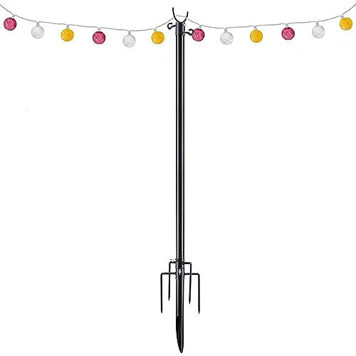 2 Stück Garten Schäferhaken 305 cm/10 ft Verstellbar Schäferstab Lichterkette für Außenlichterkette Metall Lichterketten Ständer Stange mit Haken für Terrasse Camping