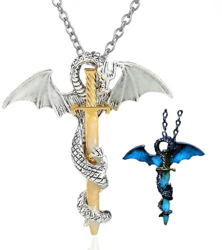 Dragon Sword Pendant Necklace - Bracelet, Amulet, Protector, Male Jewellery - Perfect Gifts For Boys & Men