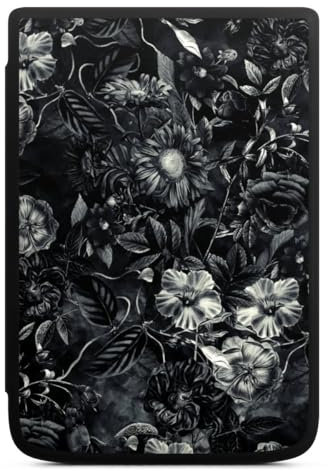 DeinDesign Coque pour liseuse Compatible avec Vivlio Touch HD Plus Etui pour liseuse Protection pour liseuse Couronne de Fleurs Fleurs Noir