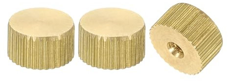 QUARKZMAN Tuercas de Pulgar Estriadas, 3 Unidades M3 x D11mm x H6mm Cabeza Plana de Latón con Agujero Ciego y Collar Perillas Redondas de Cabeza Plana Sujetadores