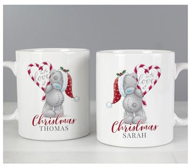 CalEli Gifts Personalised Christmas Mugs. Set of 2 Me to You 'with Love at Christmas' Couples Mug Set