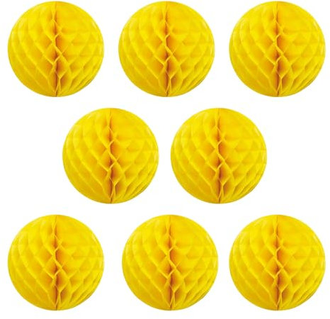 Activesale 8 Stück 7,6 cm Wabenbälle Party Dekorationen Hängende Blumenkugeln Decke Papier Pom Pom Ornamente für Hochzeiten, Geburtstagsfeiern, Weihnachten (Gelb)