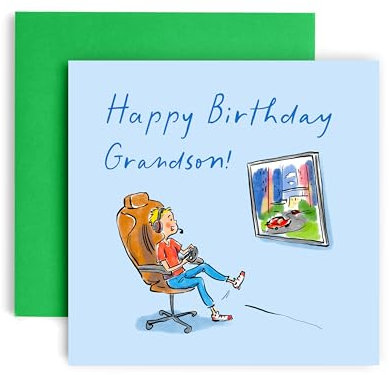 Huxters Geburtstagskarte für Enkel Computer Gaming Gamer Karte von Oma und Opa (Enkel)