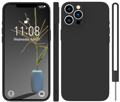 KPPIT for iPhone 15 Pro Case Silicone,(Classic Black) | With phone lanyard,Microfiber Lining,ltra Slim Soft Gel Anti-Scratch