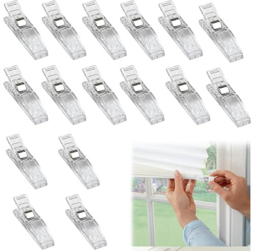 Large Sewing Clips, KITERI 16 Pcs Plastic Quilting Crafting Clip Temporary Window Blinds Shades Clip Transparent Fabric Clips for Pleated Paper Blinds Shades