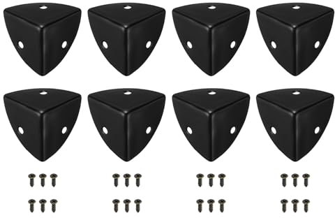 sourcing map 8 Pcs Decorative Box Corner Cover, 28mm Metal Edge Guard, Furniture Corner Edges Protector with Screws, Black