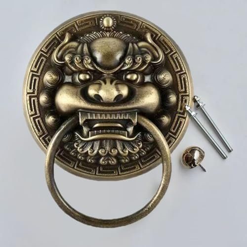 Vintage-Türklopfer, 100 mm, traditioneller Messing-Türklopfer für Haustür, Villa, Hof, Torring, Türknauf