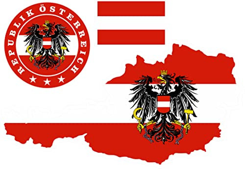 Daged Österreich Flagge + Wappen Aufkleber Karte Sticker-Bogen - 160 x 230 mm - PKW Auto Fahne Flagge Decal S1