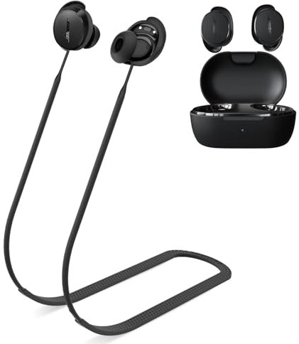 TUDIOW Anti-Lost Strap for New Bose QuietComfort Earbuds(2024) Ultra Strong Anti-Slip Sports Soft Silicone Lanyard Accessories Compatible with Bose New QuietComfort Earbuds Neck Rope Cord (black)