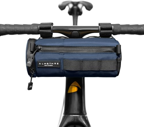 Almsthre Kompakte Lenkertasche - Cosmic Blue | Hartschalen-Fahrradlenkertasche mit wasserdichtem Reißverschluss & verstellbaren Gurten | Leichte Fahrradlenkertasche, kompatibel mit Straßen-, Gravel- &