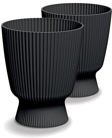 Tymar Blumentopf, Übertopf, 2er-Pack, Runde Form (DBMIS Schwarz, ø 22 cm)