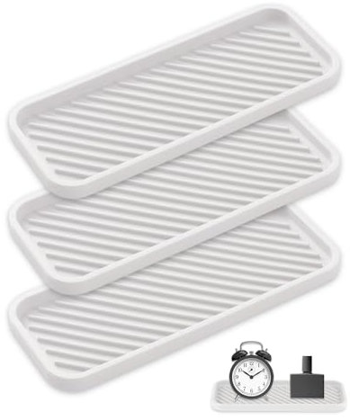 YZROHYI 3 Pieza Organizador Fregadero Silicona,Bandeja para Estropajo Cocina, Alfombrilla Drenaje Fregadero,Porta Estropajos Blanco,Esterilla de Goteo Antideslizante,Soporte para Jabón de Baño