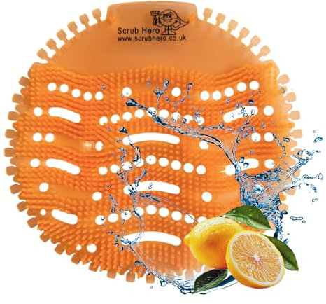 20 Pack - Urinal Screen Deodorizer | Anti-Splash Urinal Mats with Slanted Bristles | Odour Eliminator & Toilet Freshener | Long-Lasting 30 Days | Fits All Urinals Inc Waterless (Orange, 20 Pack)