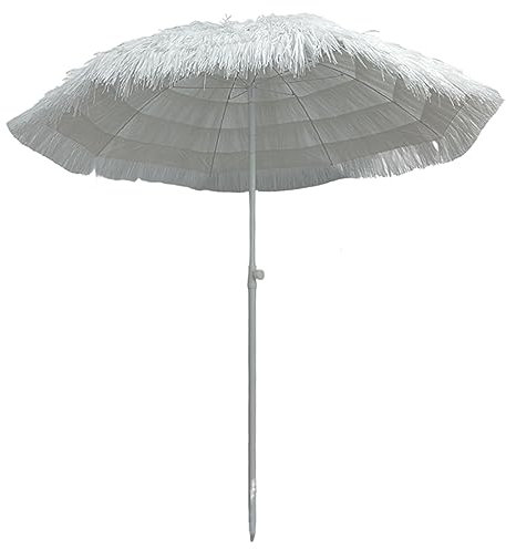 CFLNHMSY Zusammenklappbarer Sonnenschirm, winddichter Strandschirm, Patio Gartenschirm Hawaii, kippbarer Schirm mit Kurbel, ohne Fuß(White)