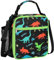 Bagseri Lunch Bag for Kids - Insulated Boys Lunch Bag with Shoulder Staps, Portable Lunch Cooler Bag for School with Bottle Holder, Black Dinosaur