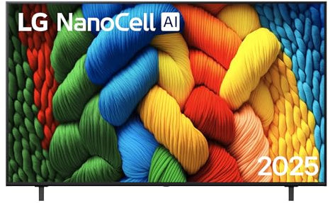 LG NanoCell AI NANO80 65 pollici, Smart TV 4K, Processore α7 Gen8, Tecnologia NanoCell, webOS con AI e telecomando puntatore AI, Filmmaker mode, Gaming con VRR 4K@60Hz, 65NANO80A6B 2025