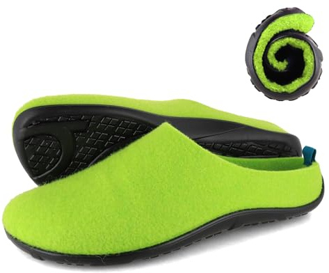Tuffeln Barfuß Hausschuhe, flexible Barfußschuhe Filzpantoffen aus Deutschland unisex mit breiter Zehenbox, wiesengrün Gr. 41